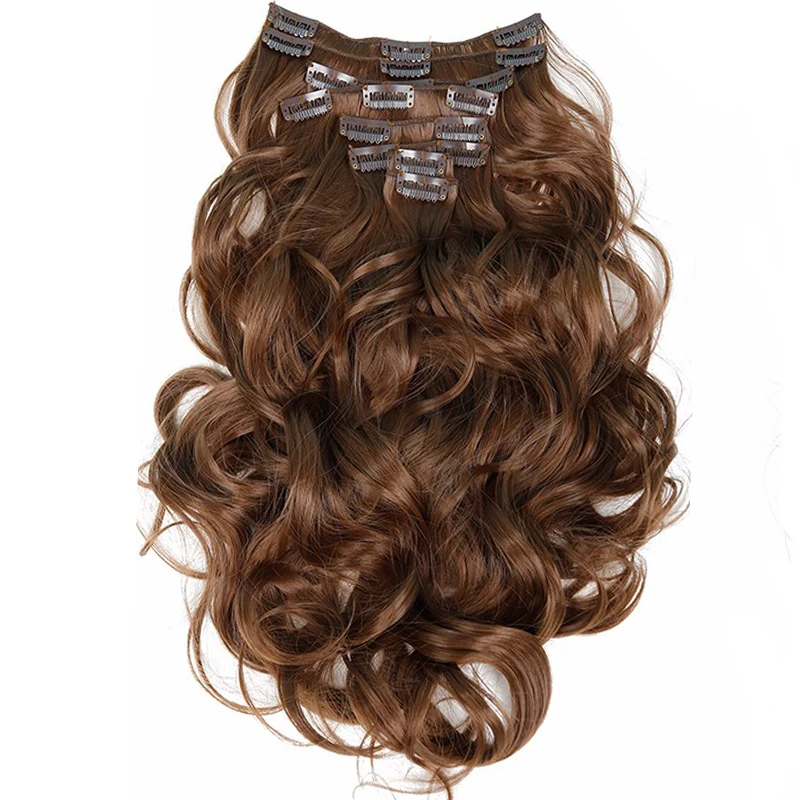 Feibin Clip in Hair Extensions Synthetic Long Hairpiece Wavy 22inch