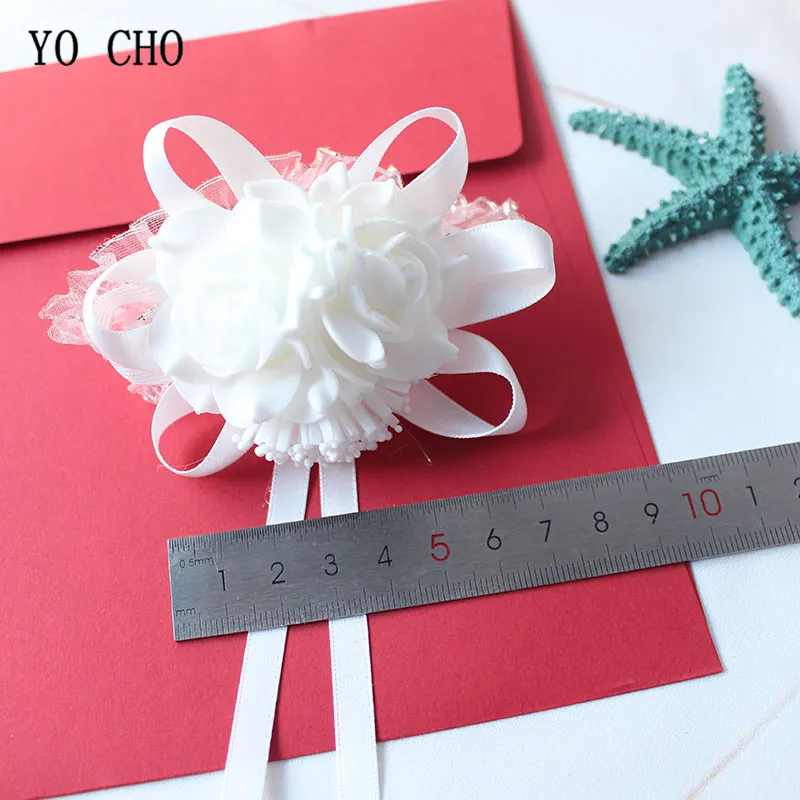 white Wrist Corsage rose flower bangle hand(22)