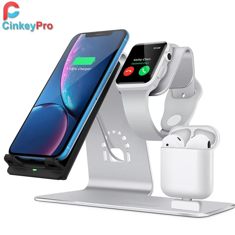 CinkeyPro QI Wireless Charger Fast Charging for Apple Watch Airpads iPhone 8 X Samsung S8 S6 Smart Phone Stand Quick Charge 2.0 CinkeyPro QI Wireless Charger Fast Charging for Apple Watch Airpads iPhone 8 X Samsung S8 S6 Smart Phone Stand Quick Charge 2.0