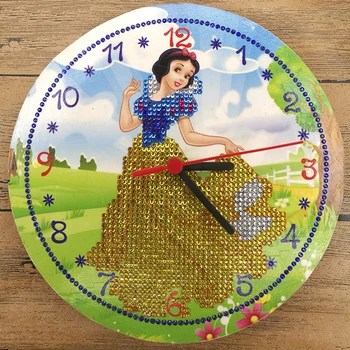 

Fashion cartoon Character,part diamond Embroidery,20*20 cm Diy Diamond painting Clock with clockwork for Children gift AS1049