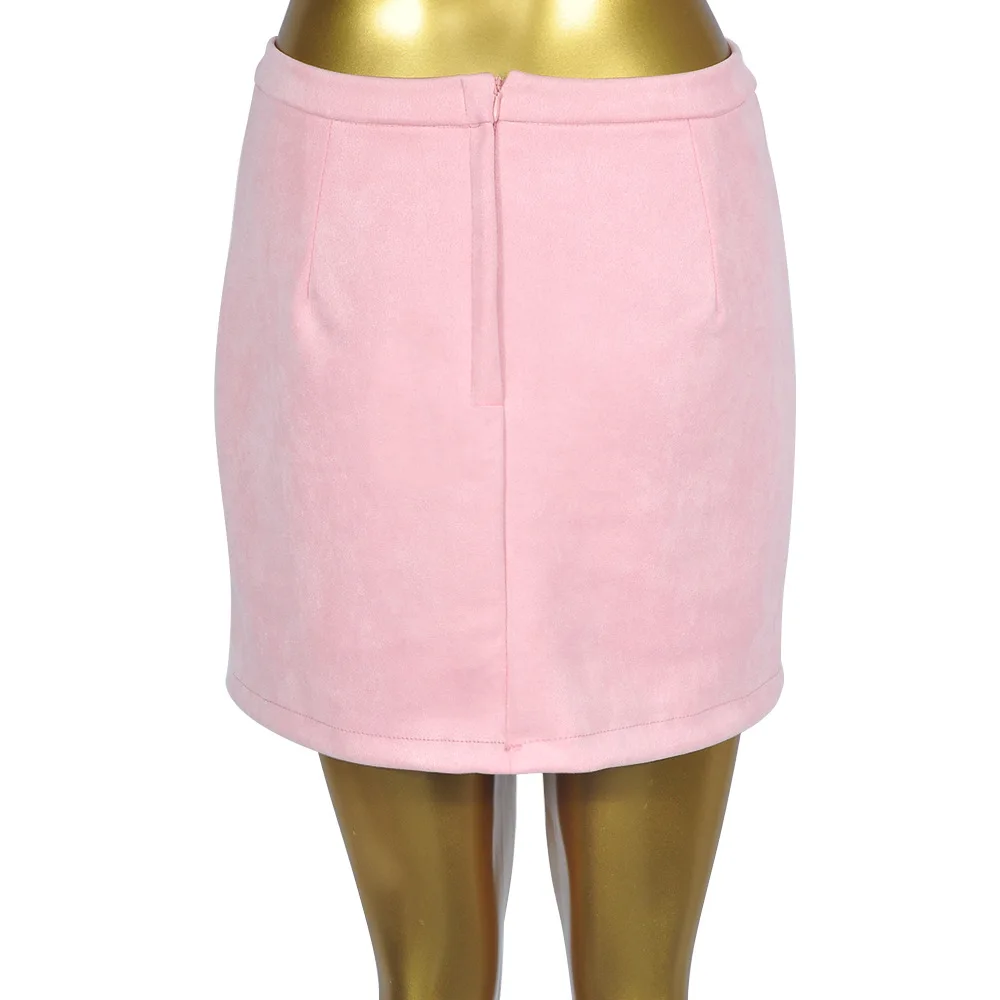 DANJEANER элегантные женские летние юбки с высокой талией однобортные однотонные тонкие трапециевидные замшевые кожаные мини-юбки Jupe Femme