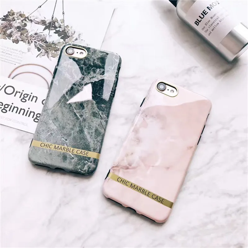 BOOGIC Marble Case For iPhone 7 6 6S Fashion Pink Imitation Grain Bright Granite TPU Cover X Plus Soft Coque |