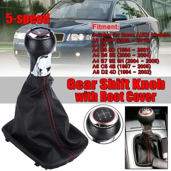 

Leather Shifter Car Styling Gear Shift Knob Manual Shifter With Boot Cover 5 Speed Handle Universal For AUDI A3 A4 Q5 S3 S4