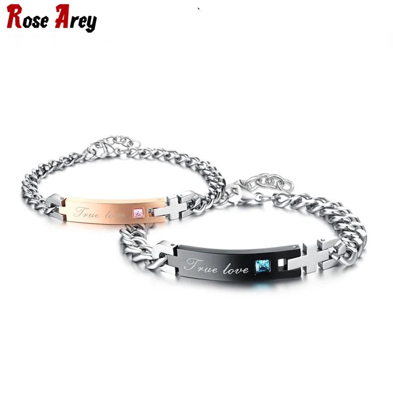 High QualityLovers Jewelry Cute Romantic Stainless Steel Rhinestone