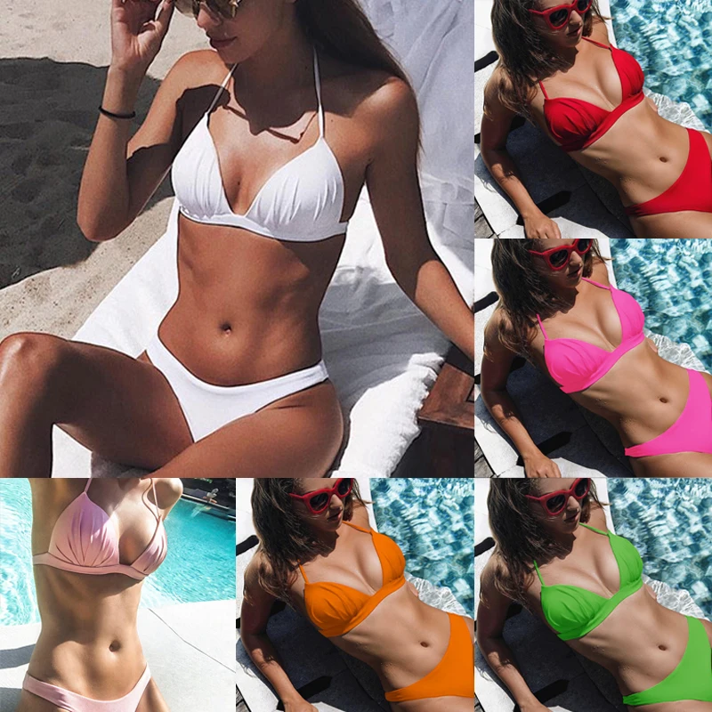 

Brazilian White Bikini Sexy Bathing Suits Swimming Suit for Women Monokini Bikinis 2019 Mujer Girls Pus Up Swimwear Swimsuit