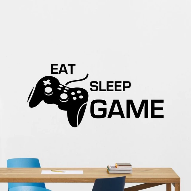 Eat Sleep Game Controller Sticker Mural Vinyle Game Decor Stickers