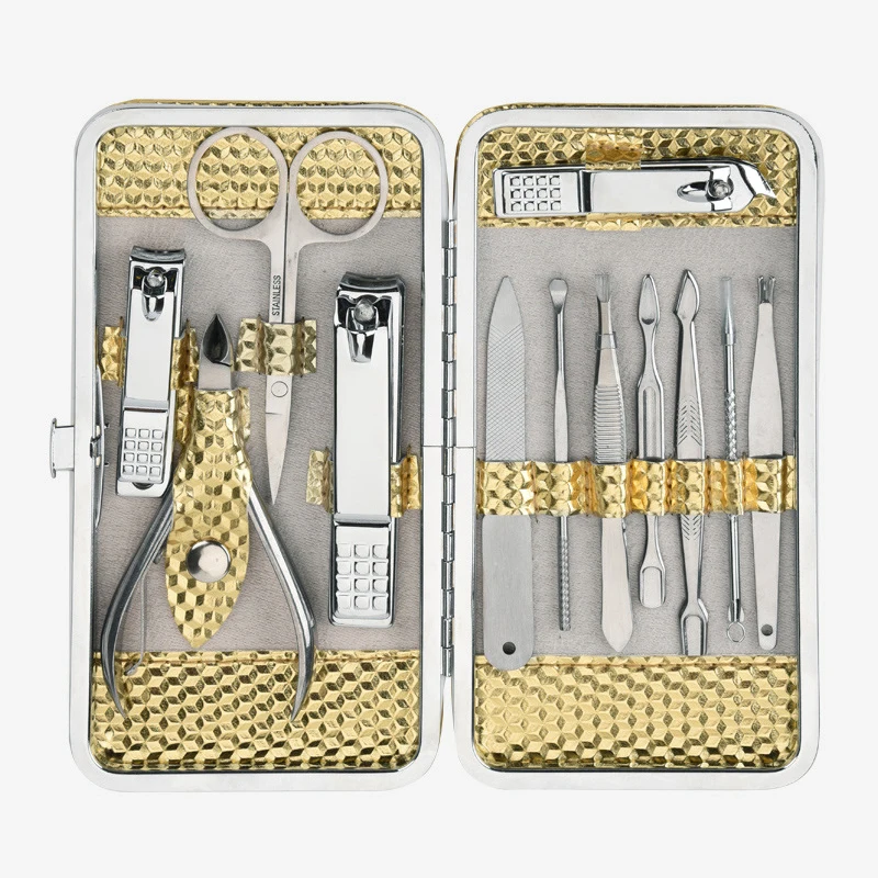

nail tools kit clip cuticle clipper products pusher steel care set stainless Eyebrow Scissors Ear-pick Pusher Acne Needle File