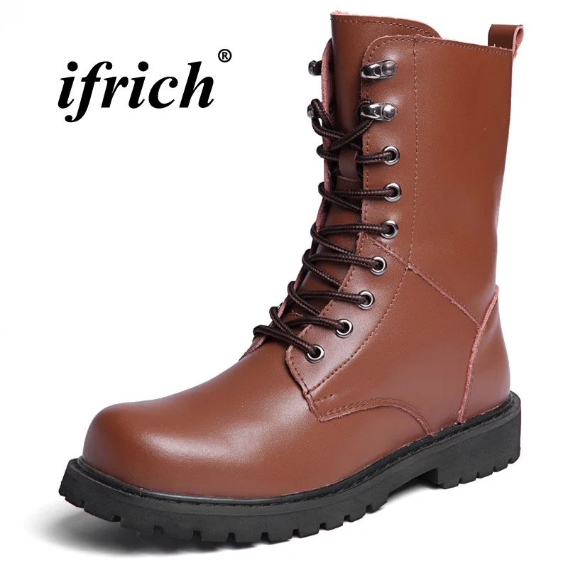 

Winter Cotton Shoes for Men Big Size With Fur Military Combat Men Boots High Top Military Tactical Training Boots Fashion Shoes