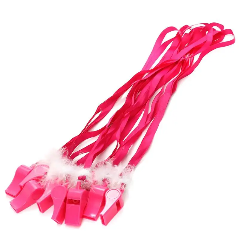 

Lot of 10pcs Hot Pink Hen Party Game Fluffy Whistles Girls Night Out Bachelorette Party Decorations Supplies Favor Gifts