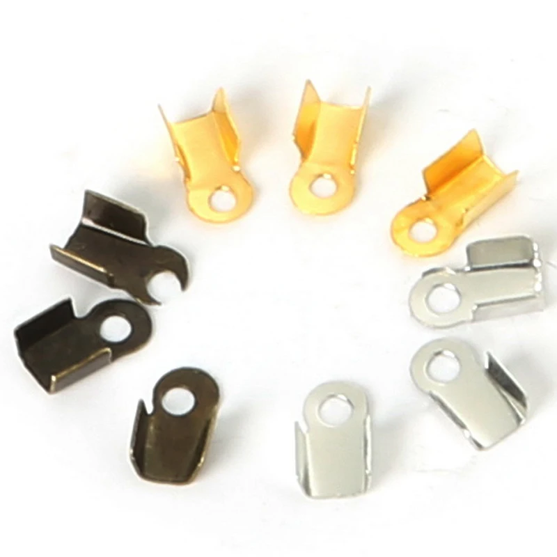 

300pcs/lot Cord Crimp End Caps for Necklace Bracelet Velet Ropes Cords Connectors Clasp for DIY Jewelry Findings Accessories