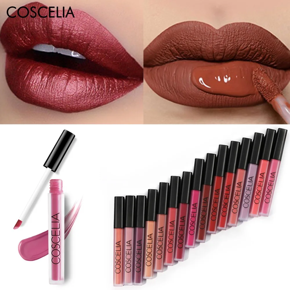 

COSCELIA Cosmetic Lip Makeup Matte Lipstick Waterproof Moisturizer Smooth Lip Stick Long-lasting Lip Tint