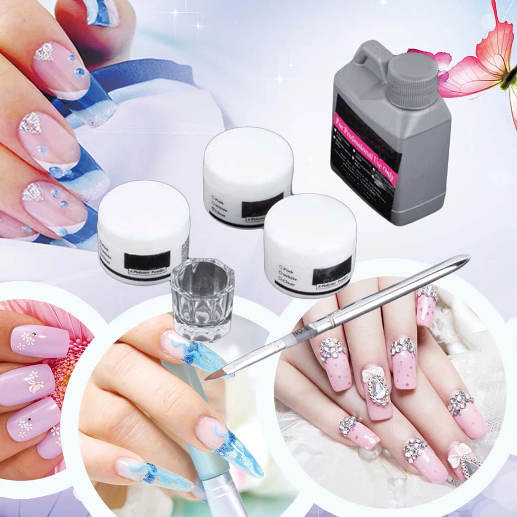 Günstig 2019 NEUE Tragbare Nail art Tool Kit Set Kristall Pulver Acryl Flüssigkeit Schüssel Hohe Qualität Nail art Werkzeuge