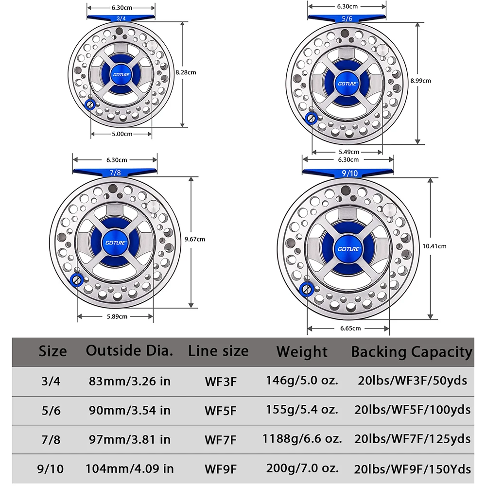 Goture Cyrax Fly Рыболовная катушка большая Арбор на станке Алюминий из сплава в виде металлического нахлыстовая катушка 3BB 3/4 5/6 7/8 9/10 WT для соленой воды