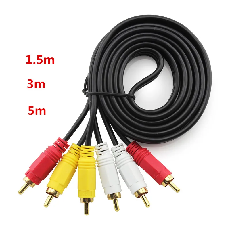 3RCA Male to 3 RCA Male Composite Audio Video AV Cable ...
