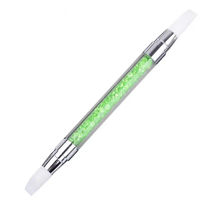 2 способа горный хрусталь кристалл дизайн ногтей, ручка с кисточкой силиконовая головка полый резной инструмент для раскрашивания 789