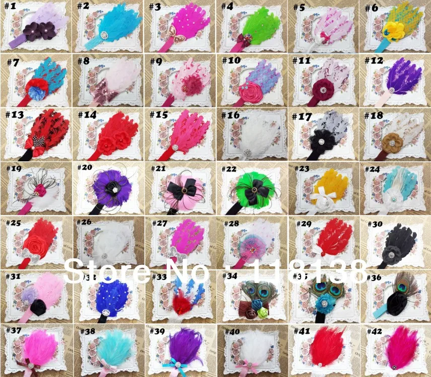 

10pcs/lot Cute Baby Floral Feather Headband Hair Band Headwear Pad Accessories Children Flower Hairband , Free Shipping