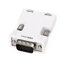 (50 pieces/lot) HDMI Female to VGA Male & Audio Output Adapter for PC Laptop Macbook Projector Monitor White