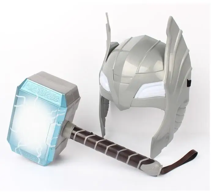 [Забавный] детский косплей Мстители 2 Тор светодиодный светильник светящийся звуковой шлем оружие молоток quake модель наряд для игрушки вечерние подарок