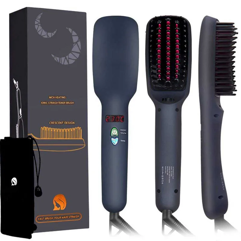 

Women Straight Hair Comb Fever Hot Comb Electric Negative Ionic Quick Straigh Hair Brush Barber Styling Tools With Beam Pocket