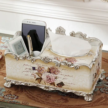 

European multifunctional paper towel box, luxury luxury living room, home decorations, resin napkin box, paper box