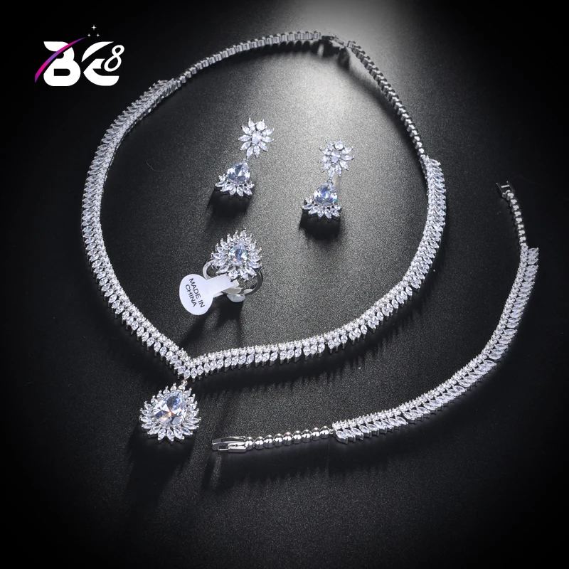 

Be 8 Sparking Luxury Bridal Wedding Jewelry Sets AAA Cubic Zircon 4pcs Jewelry Set for Women Fashion Jewelry Dinner Party S158