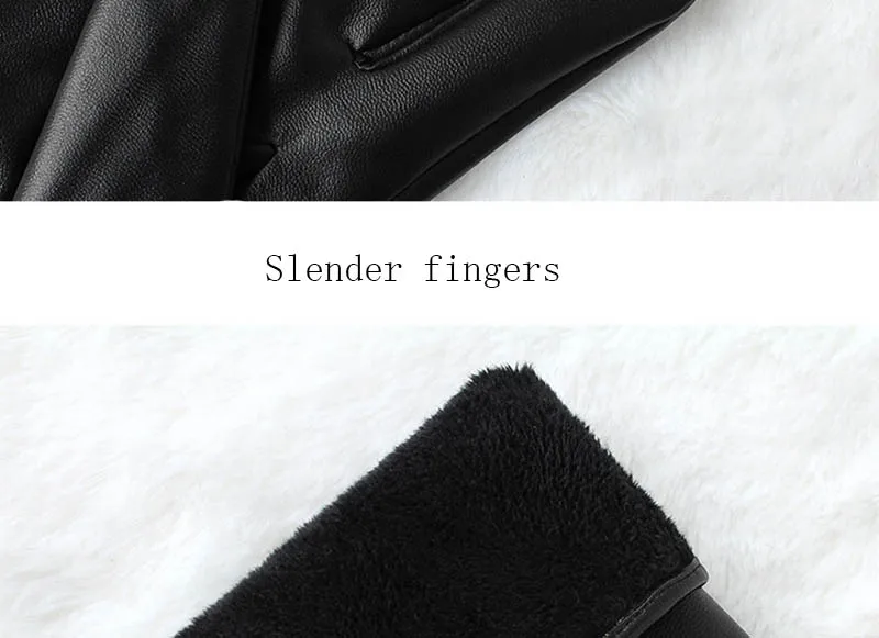 Высококачественные кожаные женские модные зимние теплые черные перчатки из бархата кораллового цвета, женские перчатки для вождения сенсорного экрана телефона, варежки B76