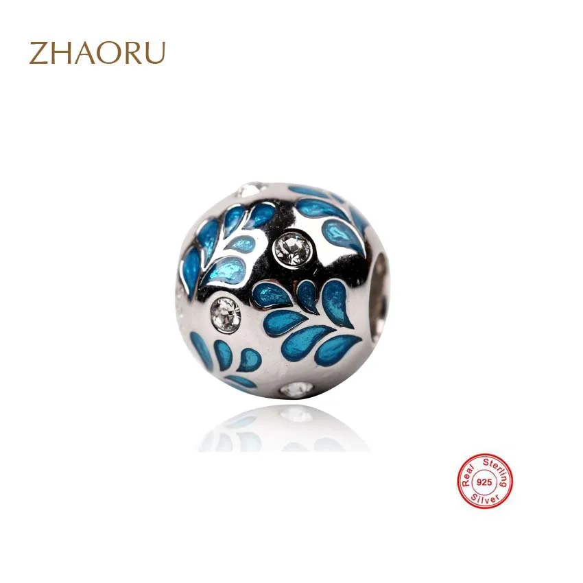 

Zhaoru 925 Sterling Silver Pendant Charm Fit Bracelet & Necklace Swarovski Crystal Pemdant for Fine Jewelry Enamel Pandor Charm