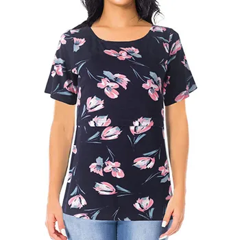 

Ladies Pregnant Women Breastfeeding Print Short Sleeve Blouse Tops Summer Shirt Nursing Tops Breastfeeding Embarazada Ropa Para