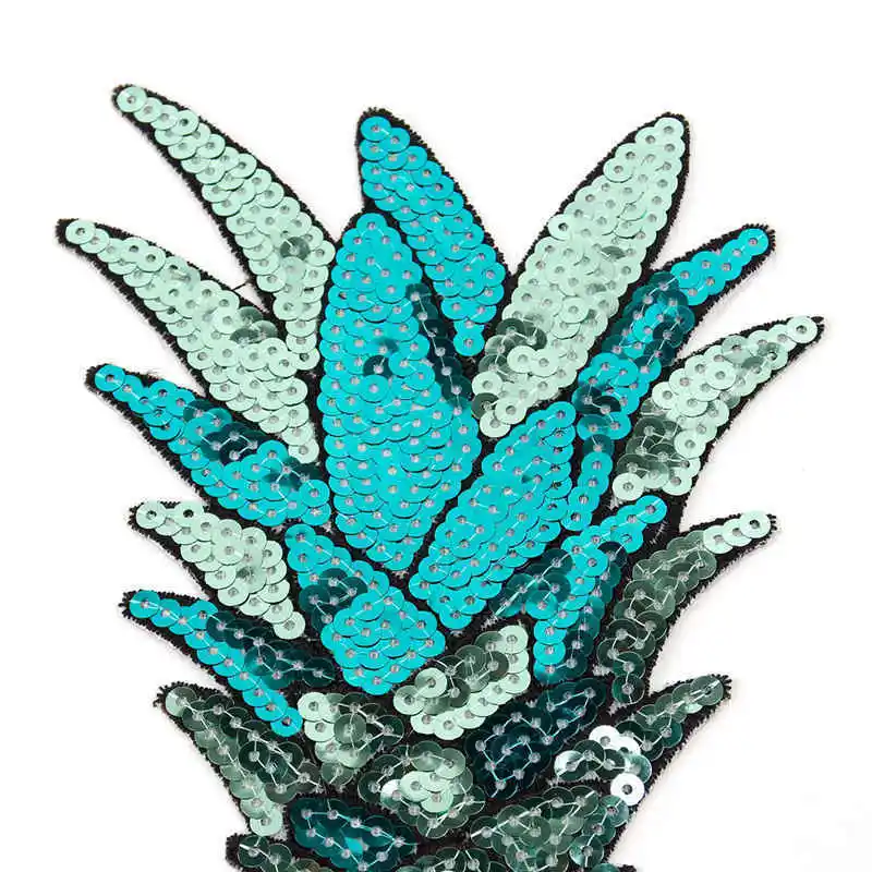 JX-LCLYL 1pc 120*295mm Sequin Pineapple Patch Embroidered Iron on Applique for Clothes Backpack Hat