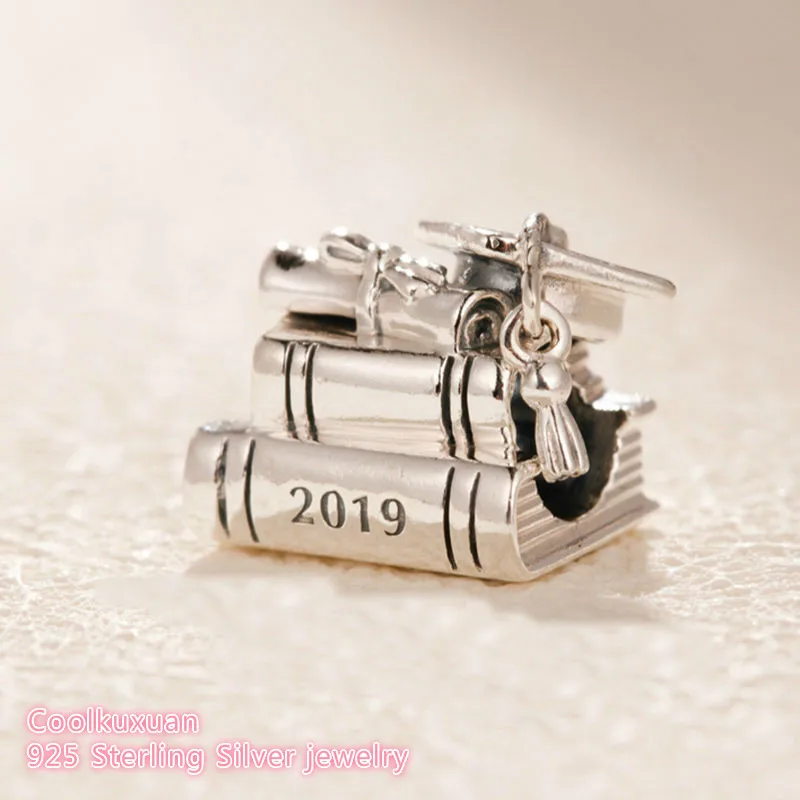 Mother's Day 100% 925 Sterling Silver Cap Book &amp Scroll Charm beads Fits Original Pandora bracelets Jewelry Making | Украшения и