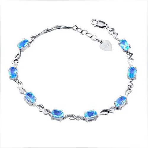 Rushed Qi Xuan_Free почты Синий Камень Элегантный Bracelets_S925 чистого серебра синий модные Bracelets_Manufacturer прямые продажи