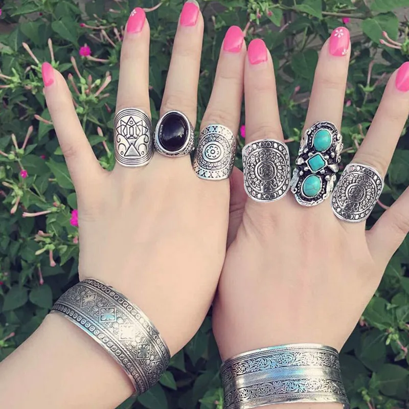 2017 New vintage aneis Korean Imitation 925 Tibetan silver Ring men's ring Europe sell well selling Bohemia rings for women R930