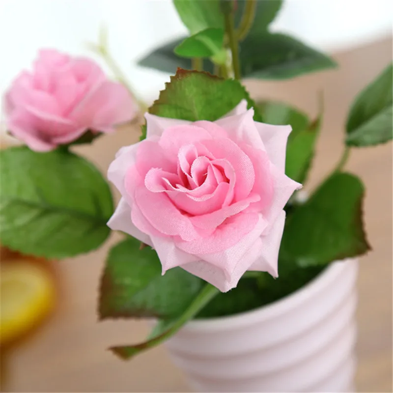 Artificial Silk Rose Flower Bonsai White Flowerpot Home Garden Balcony Houseplant Wedding Christmas Party Decor Artificial Silk Rose Flower Bonsai White Flowerpot Home Garden Balcony Houseplant Wedding Christmas Party Decor