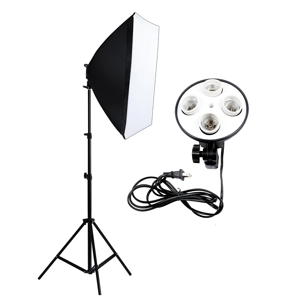 

Soft Box Photography Lighting Kit Photo Studio Equipment Photo Model Portraits Shooting Box+4 Socket Lamp Holder+2m Light Stand