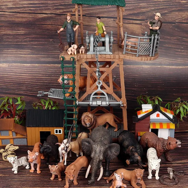 Oenux classique africain Lion sauvage Simulation animaux Zoo Figurine zèbre girafe éléphant cerf Figurine modèle jouets éducatifs