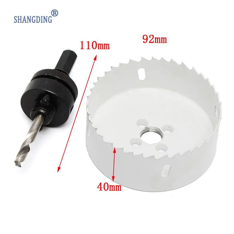

1PC 92mm Diameter Bi-Metal Holesaw with Arbor & Pilot Drill Hole Saw Cutter Cutting