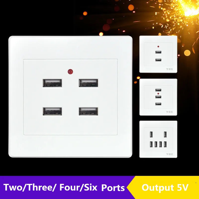 

110v-250V USB Wall Socket Electric Wall Charger Dock Station Socket DC 2/3/4/6 ports USB 5V 3.1A Power Adapter Plug