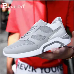 BINHIIRO/весенне-осенняя повседневная обувь для мужчин с дышащей сеткой, на шнуровке, для взрослых, однотонная мужская спортивная обувь из