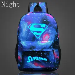 2019 новый модный рюкзак с отражающими вставками Супермен, супергерой рюкзаки, детские школьные сумки для мальчиков для дорожная сумка