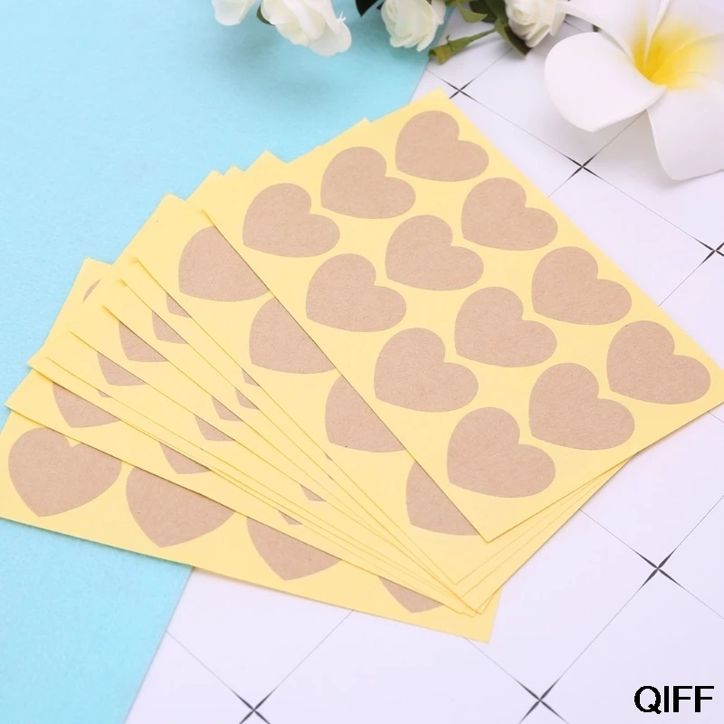 

Wholesale 120Pcs Blank Heart Craft Packaging Seals Kraft Sealing Sticker Label Paper DIY May06