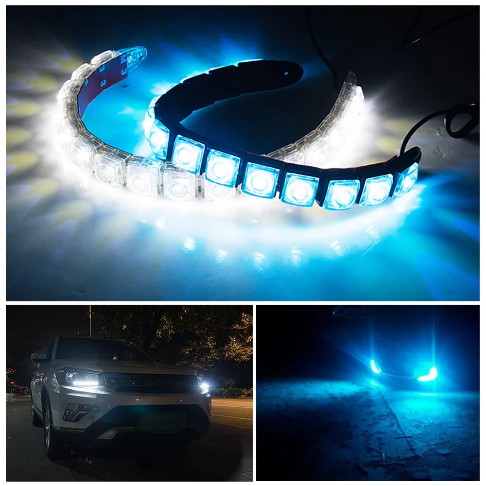 1pc Car DRL Running Light Auto Flexible LED Strip 5050Led Driving Light Car Styling Daylight Fog Lamp 12V White Ice Blue