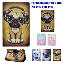 Flip Stand Tablet Case Voor Samsung Galaxy Tab 3 Lite 7.0 T110 T111 T115 T116 Case Leuke Hond Kat Konijn hart Patroon coque para(China)