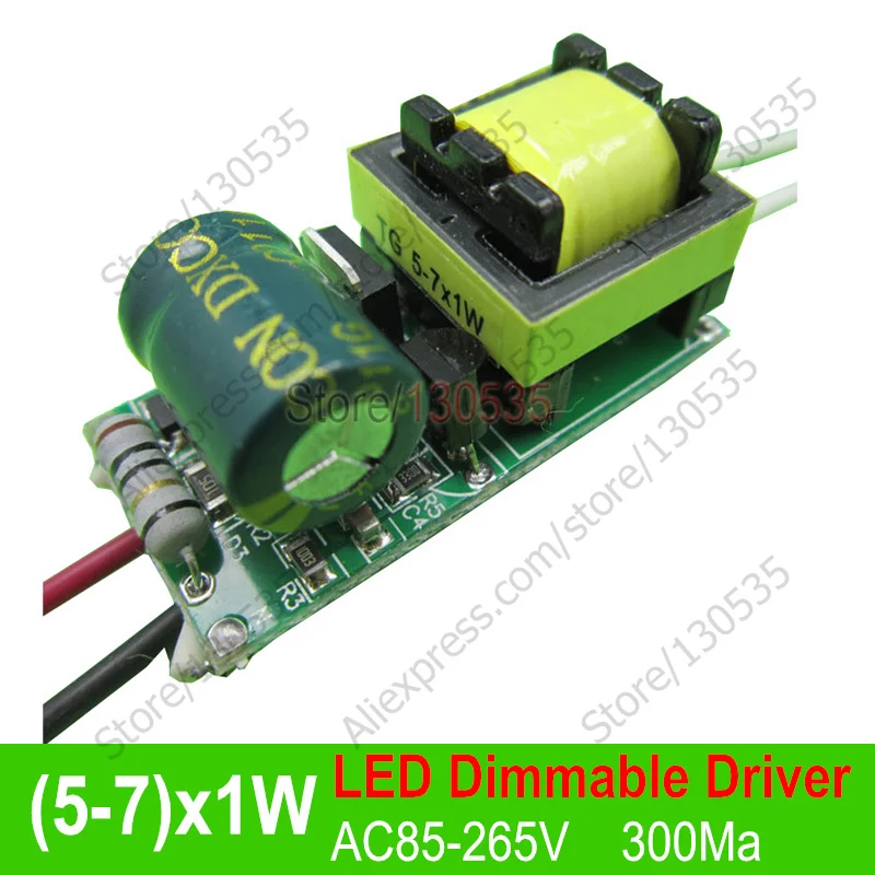 

(5-7)x1W Dimmable LED Driver Input Voltage AC 85-265v Output Current 300mA Dimmable Brightness Controller dimming power supply