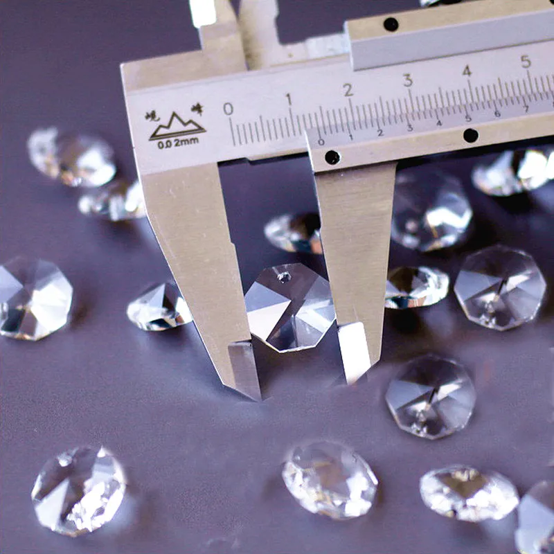 1000 шт/партия 14 мм Восьмиугольные кристаллы в 1 отверстия для свадебных нитей и люстры из бисера
