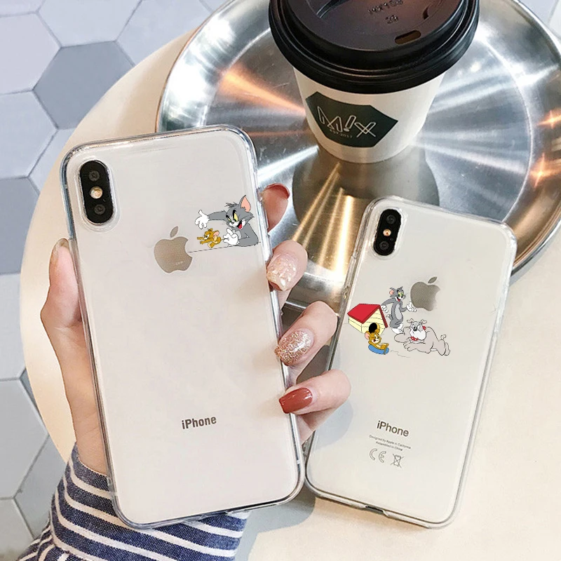 Funny Cartoon Phone Case For iPhone 6 6S 7 8 Plus 5 5S SE Cute Cat Tom Cover X XS Max XR Soft Silicone clear |