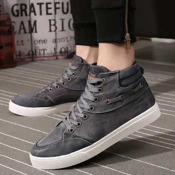 

2019 summer and autumn breathable denim high-top casual shoes men tide shoes casual sports men's classic canvas shoes