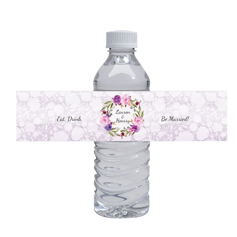 

Printable Wedding Favor Water Bottle Label Personalized Waterproof Label Custom Mr&Mrs Bottle Labels Welcome Floral Labels