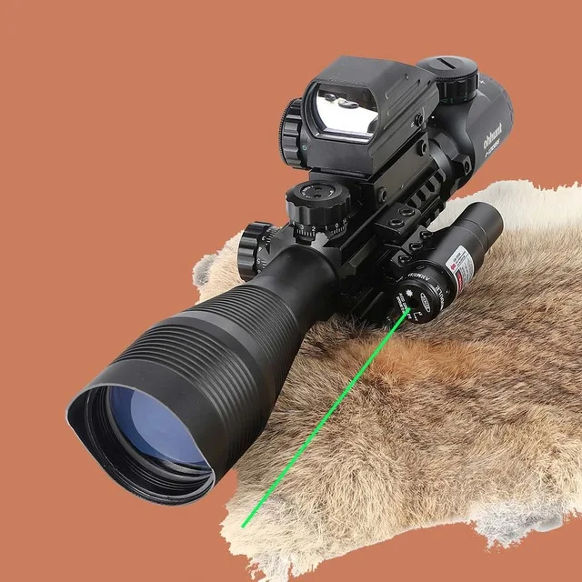Pistola de ar Caça Airsofts Riflescope Tático Vermelho Verde Ponto Mira Laser Escopo Óptica Holográfica Rifle 4-12x50eg 16 Cheap Lunetas Riflescopes