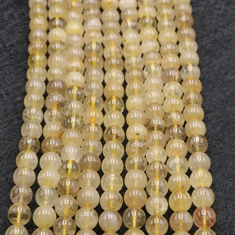

Genuine Gold Rutilated Quartz Natural Stone Original Undyed Quartz Rutilated Crystal Jaspers Loose Bead for Jewelry Making DIY