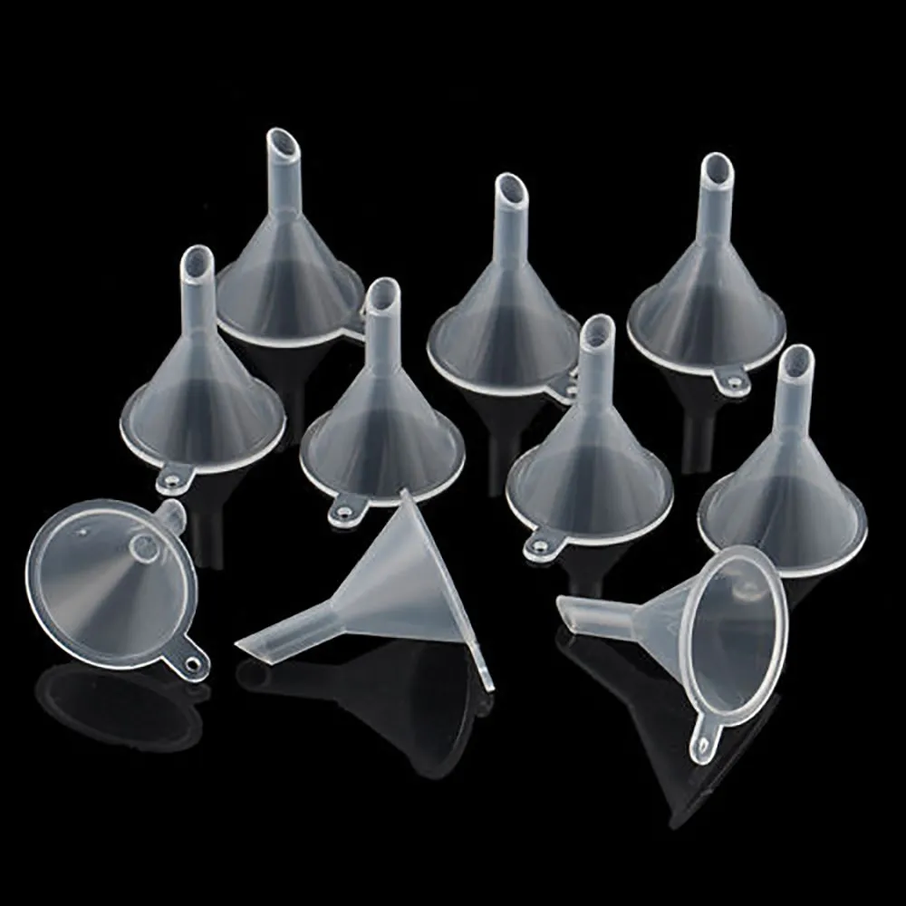

10pcs Mini Plastic Funnel Perfume Diffuser Bottle Mini Liquid Oil Funnels Labs Auxiliary Tool